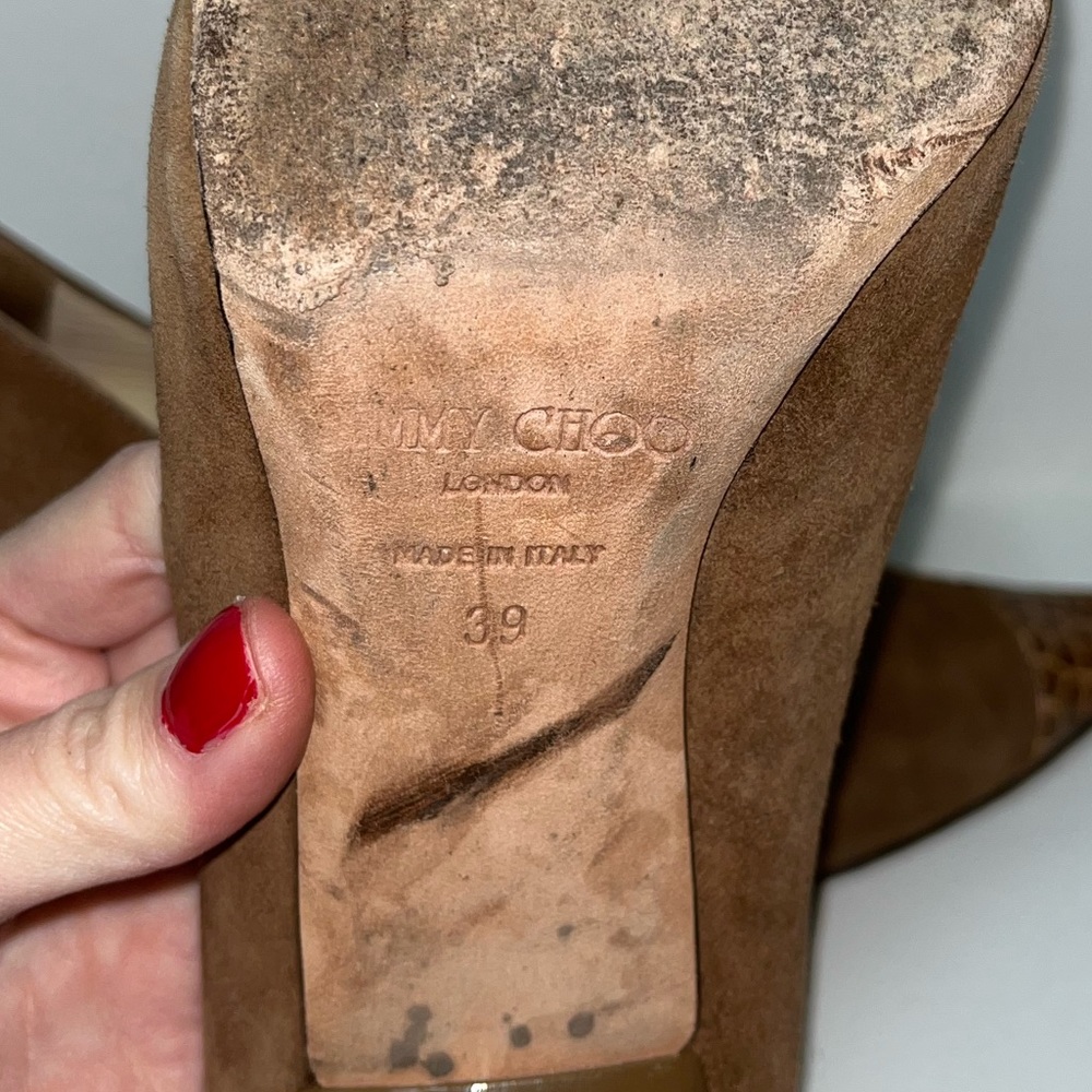 Jimmy Choo Brown Suede Heels - Picture 11 of 13